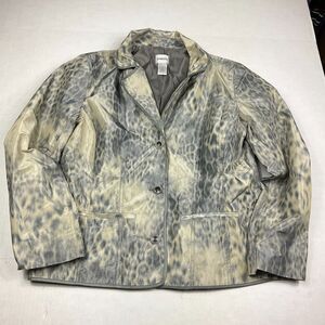 Chicos Womens Blazer Cheetah Animal Print Long Sleeve Pockets Jacket 1 MEDIUM